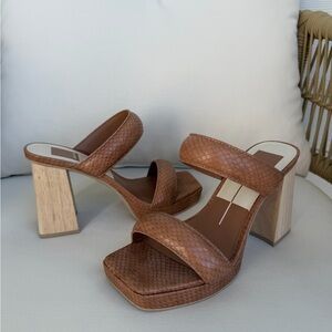 Dolce Vita Brown Snakeskin & Sandalwood Block Heels